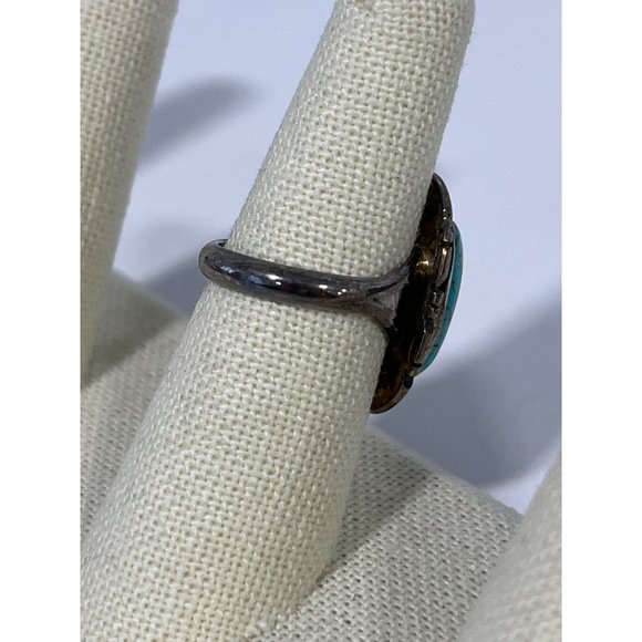Turquoise Sterling Silver Ring Womens 6.5 Southwestern Southwest Cowboy Western - Picture 3 of 5